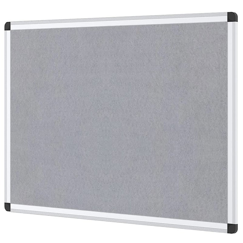 VIZ-PRO Notice Board Felt Gray, 36 X 24 Inches, Silver Aluminium Frame - Image 1